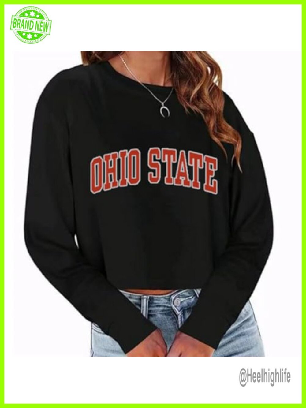 Womens Graphic Sweatshirt Long Sleeve Cropped Pullover Ohio State